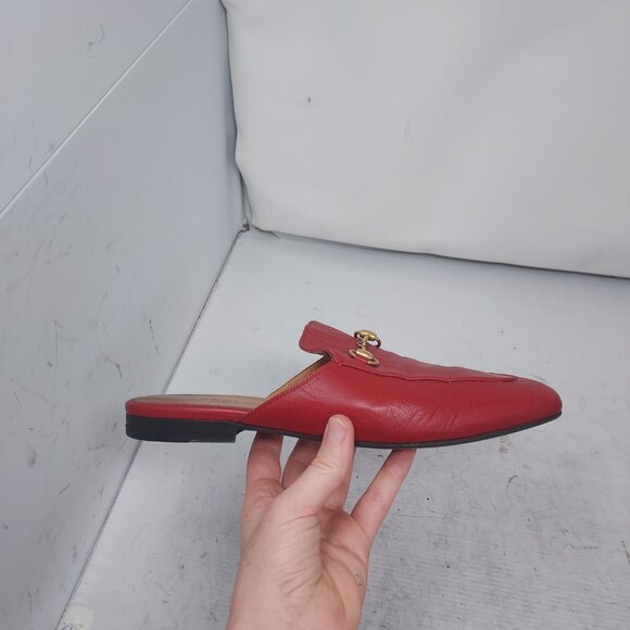 Gucci Princetown Red Leather Slip-on Mule Shoe - Picture 7 of 11
